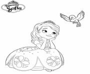 Coloriage princesse sofia regarde un oiseau